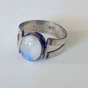 Rainbow Moonstone Sterling Silver Oval Ring